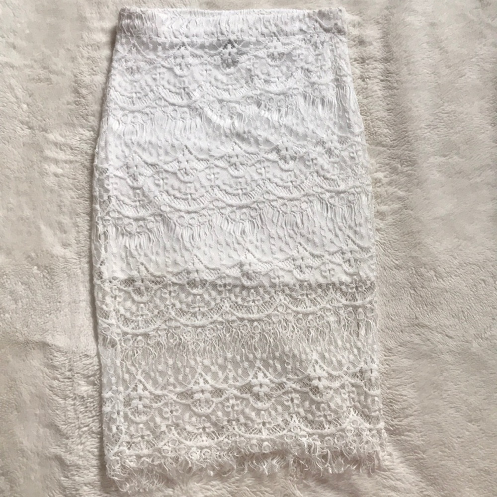 Rue 21 White Lacy Pencil Skirt